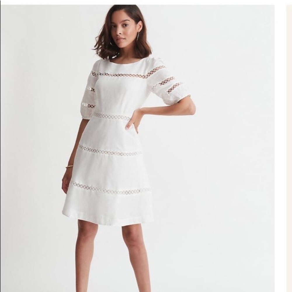 Ann Taylor, CIRCLE LACE TRIM FLARE DRESS